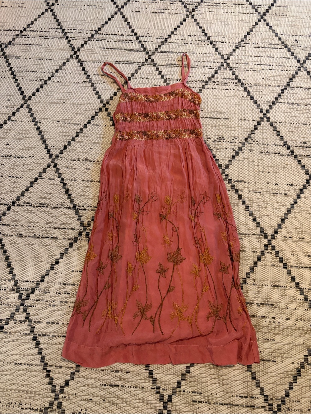 Johnny Was Dusty Rose Embroidered Dress
